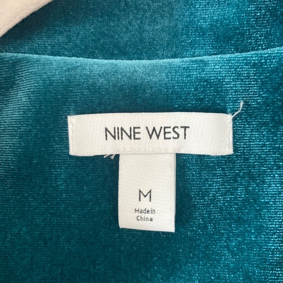 Nine West Velvet Blazer Size M Teal Blue - Picture 4 of 10